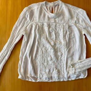 Zara White Textured Women's Blouse